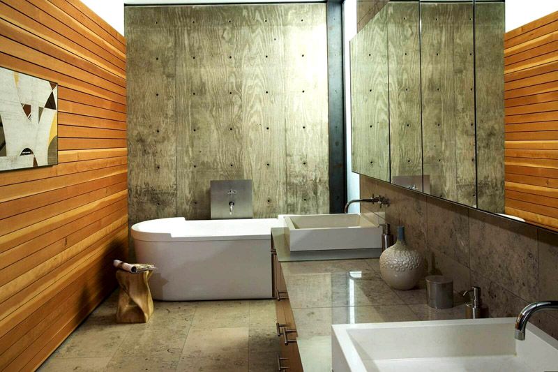 Так, для створення   лофтового інтер'єрів   використовують вироби з імітацією деревини (вологостійкий МДФ для ванної) або   ЦСП   плити для створення грубуватих бетонних фактур
